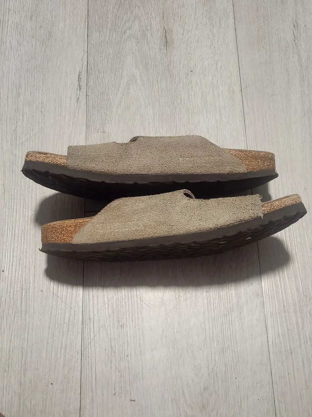 Birkenstock Men's Suede Two-Strap Slide Sandals - Taupe Gray